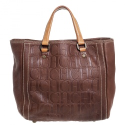 مملوكة مسبقًا Carolina Herrera Brown Monogram Leather Andy Tote