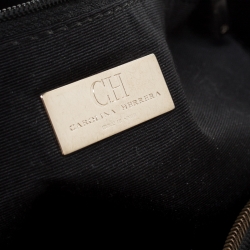 Pre Owned Carolina Herrera Black Monogram Leather Tassel Satchel