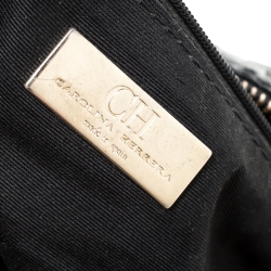 Pre Owned Carolina Herrera Black Monogram Leather Tassel Satchel