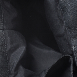 Pre Owned Carolina Herrera Black Embossed Leather Bow Bucket Shoulder Bag