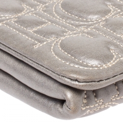 Carolina Herrera Light Grey Leather Jerry Clutch