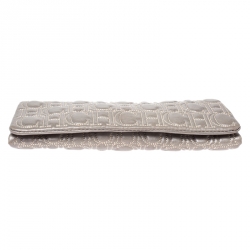 Carolina Herrera Light Grey Leather Jerry Clutch