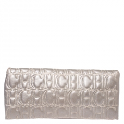 Carolina Herrera Light Grey Leather Jerry Clutch