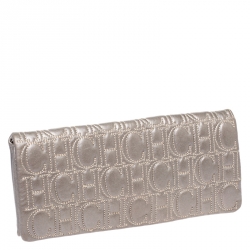 Carolina Herrera Light Grey Leather Jerry Clutch