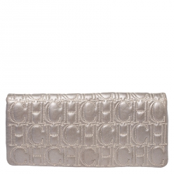 Carolina Herrera Light Grey Leather Jerry Clutch