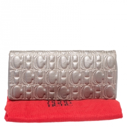 Carolina Herrera Light Grey Leather Jerry Clutch