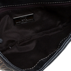 Carolina Herrera Dark Grey Monogram Leather Jerry Clutch