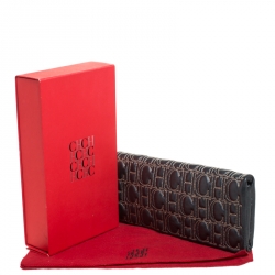 Carolina Herrera Dark Grey Monogram Leather Jerry Clutch