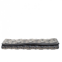 Carolina Herrera Dark Grey Monogram Leather Jerry Clutch