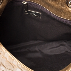 Pre Owned Carolina Herrera Bronze Monogram Leather Audrey Shoulder Bag