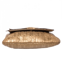 Pre Owned Carolina Herrera Bronze Monogram Leather Audrey Shoulder Bag