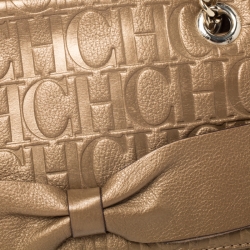 Pre Owned Carolina Herrera Bronze Monogram Leather Audrey Shoulder Bag