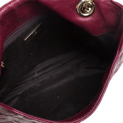 Pre Owned Carolina Herrera Burgundy Monogram Leather Audrey Shoulder Bag
