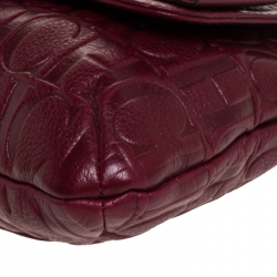 Pre Owned Carolina Herrera Burgundy Monogram Leather Audrey Shoulder Bag