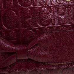 Pre Owned Carolina Herrera Burgundy Monogram Leather Audrey Shoulder Bag
