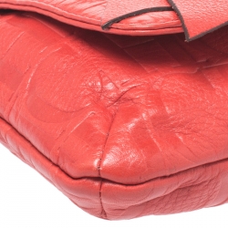 Carolina Herrera Orange Monogram Leather Audrey Shoulder Bag