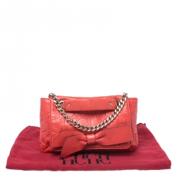 Carolina Herrera Orange Monogram Leather Audrey Shoulder Bag