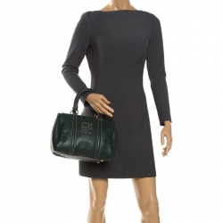 Pre Owned Carolina Herrera Green Leather Andy Boston Bag