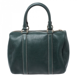 Pre Owned Carolina Herrera Green Leather Andy Boston Bag
