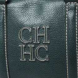 Pre Owned Carolina Herrera Green Leather Andy Boston Bag