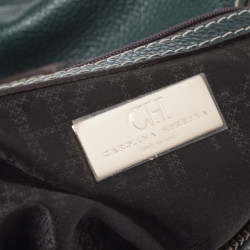 Pre Owned Carolina Herrera Green Leather Andy Boston Bag