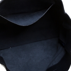 Pre Owned Carolina Herrera Navy Blue Leather Shopper Tote