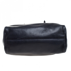 Pre Owned Carolina Herrera Navy Blue Leather Shopper Tote