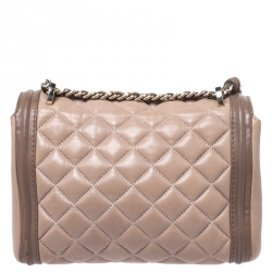 Pre Owned Carolina Herrera Beige Quilted Leather Tassel Shoulder Bag