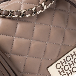 Pre Owned Carolina Herrera Beige Quilted Leather Tassel Shoulder Bag