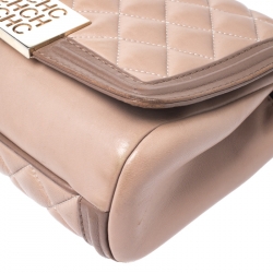 Pre Owned Carolina Herrera Beige Quilted Leather Tassel Shoulder Bag