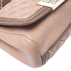 Pre Owned Carolina Herrera Beige Quilted Leather Tassel Shoulder Bag