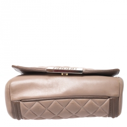 Pre Owned Carolina Herrera Beige Quilted Leather Tassel Shoulder Bag