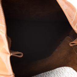 Pre Owned Carolina Herrera Brown Monogram Leather Shopper Tote