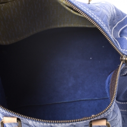 Pre Owned Carolina Herrera Purple Monorgam Embossed Leather Large Andy Boston Bag