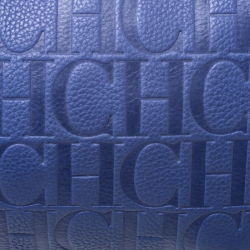 Pre Owned Carolina Herrera Purple Monorgam Embossed Leather Large Andy Boston Bag