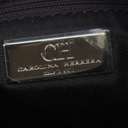 Pre Owned Carolina Herrera Brown Monogram Celidonia Chain Handle Tote