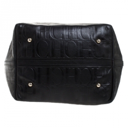 Pre Owned Carolina Herrera Black Monogram Leather Matryoshka Tote