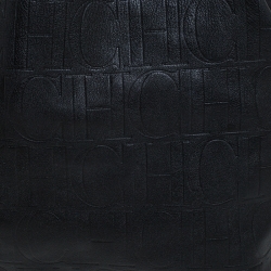 Pre Owned Carolina Herrera Black Monogram Leather Matryoshka Tote