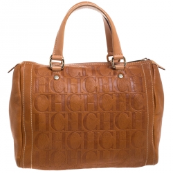 مملوكة مسبقًا Carolina Herrera Brown Leather Medium Andy Boston Bag