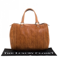 مملوكة مسبقًا Carolina Herrera Brown Leather Medium Andy Boston Bag