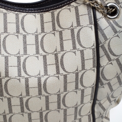 Pre Owned Carolina Herrera Off White Monogram Coated Canvas Chain Tote