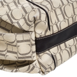 Pre Owned Carolina Herrera Off White Monogram Coated Canvas Chain Tote