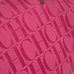 Pre Owned Carolina Herrera Pink Monogram Leather Large Andy Boston Bag