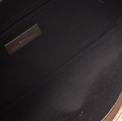 Pre Owned Carolina Herrera Gold Monogram Embossed Leather Bow Shoulder Bag