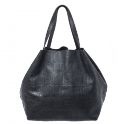 Pre Owned Carolina Herrera Black Leather Matryoshka  Tote