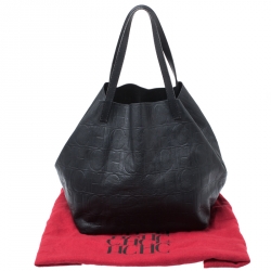 Pre Owned Carolina Herrera Black Leather Matryoshka  Tote