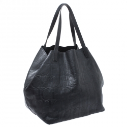Pre Owned Carolina Herrera Black Leather Matryoshka  Tote