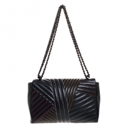 Pre Owned Carolina Herrera Black Quilted Leather Bimba Flap Shoulder Bag