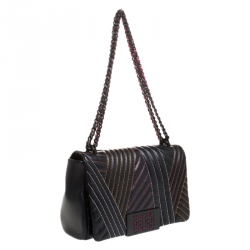 Pre Owned Carolina Herrera Black Quilted Leather Bimba Flap Shoulder Bag