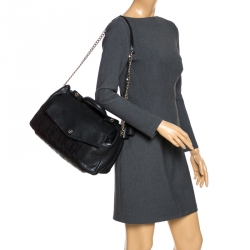 Carolina Herrera Black Leather Tassel Top Handle Bag